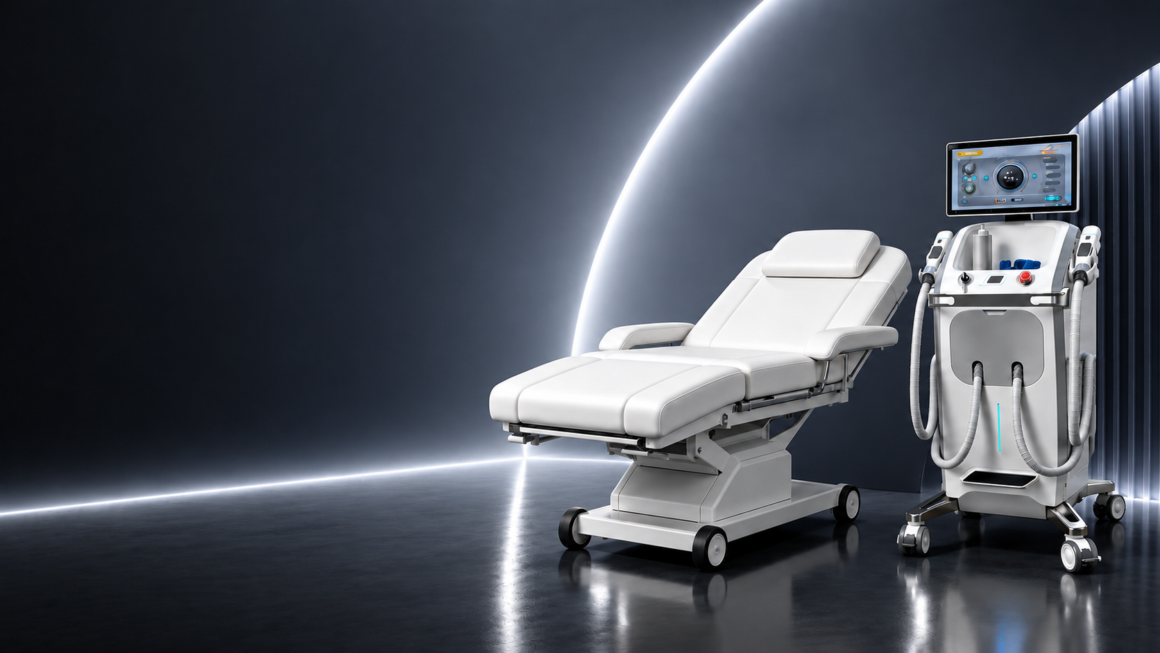 Professional aesthetic beauty device in a modern treatment space